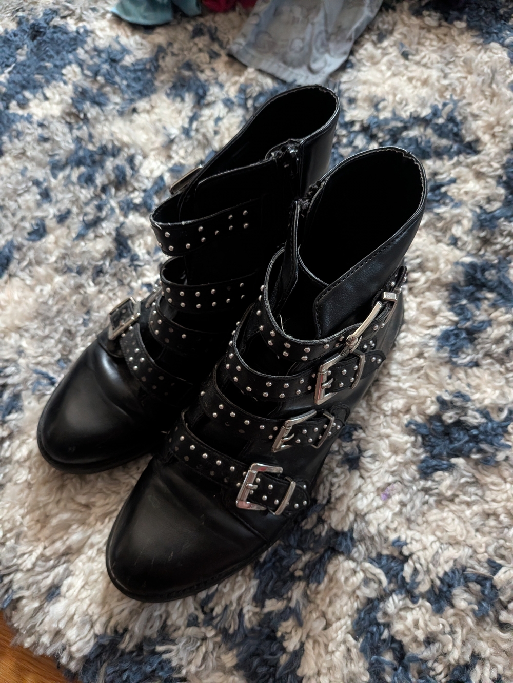Madden Girl Black Studded Buckle Ankle Boots Y2K Goth